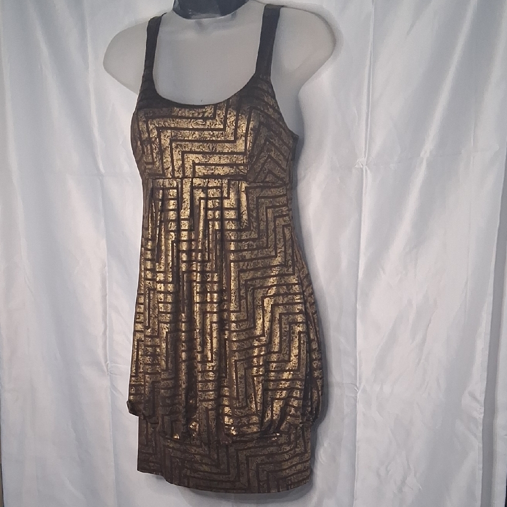 Gold and Black Geometric Dress